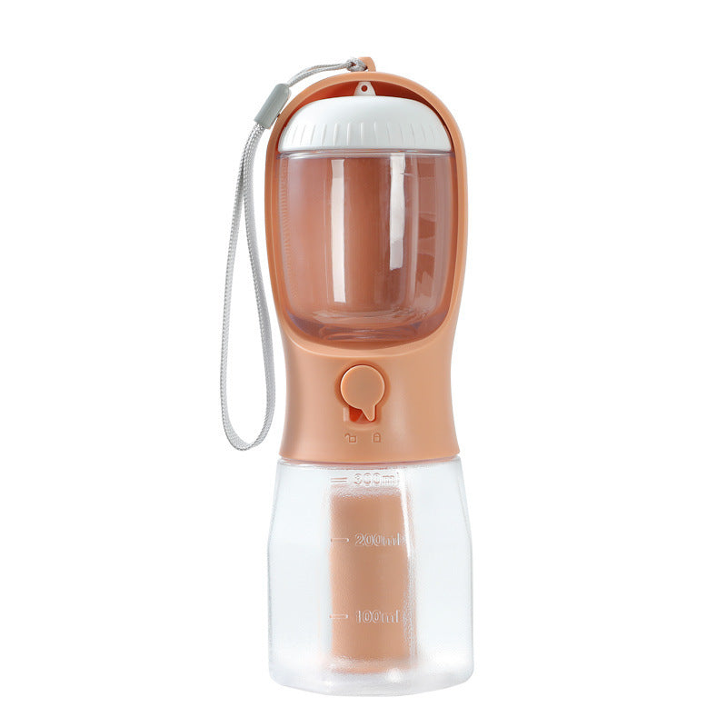 Tragbare Hundeflasche 3-in-1 – Für Wasser, Futter & Hundekotbeutel – Ideal für Reisen & Spaziergänge.