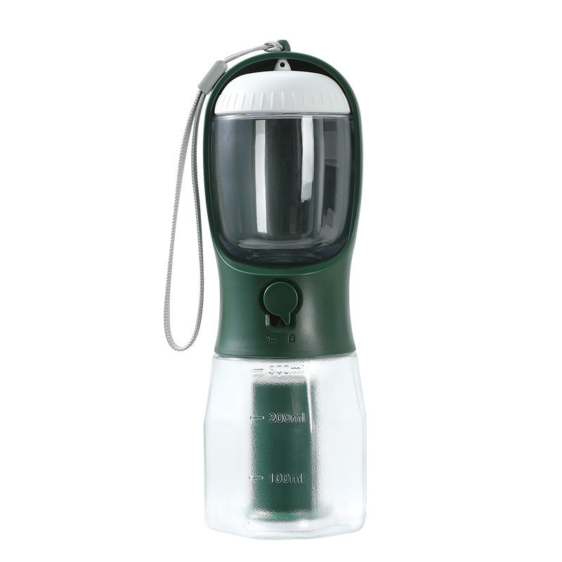 Tragbare Hundeflasche 3-in-1 – Für Wasser, Futter & Hundekotbeutel – Ideal für Reisen & Spaziergänge.