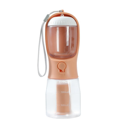 Tragbare Hundeflasche 3-in-1 – Für Wasser, Futter & Hundekotbeutel – Ideal für Reisen & Spaziergänge.