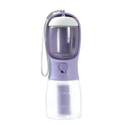 Tragbare Hundeflasche 3-in-1 – Für Wasser, Futter & Hundekotbeutel – Ideal für Reisen & Spaziergänge.