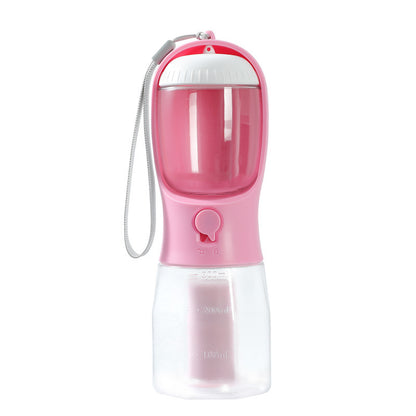 Tragbare Hundeflasche 3-in-1 – Für Wasser, Futter & Hundekotbeutel – Ideal für Reisen & Spaziergänge.